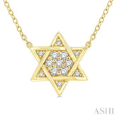 1/10 ctw Star of David Petite Round Cut Diamond Fashion Pendant With Chain in 10K Yellow Gold